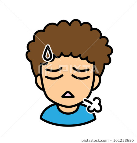 Icons that can be used in blogs Vector version Male 02 Natural perm Depressed face 101238680