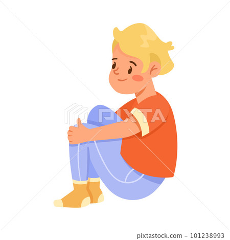 Little Boy Sitting on Floor and Listening to Fairytale Vector Illustration Little Boy Sitting on Floor and Listening to Fairytale Vector Illustration 101238993