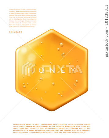 Vector Abstract Dripping Honey Element 3D Illustration under sunlight for Beauty and Healthcare Poster, Product Packaging, or Advertisement Background. 101239313