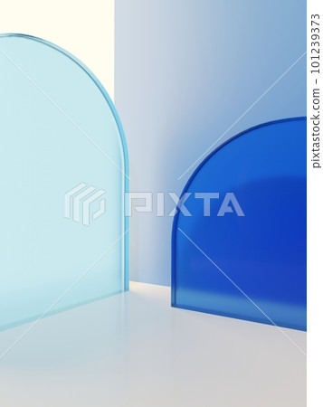 3D Rendering Minimal Studio Shot Pastel or Vibrant Color Transparent Acrylic Board with Back Light Product Display Background for Fashion, Cosmetics and Trendy Products. 101239373
