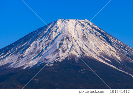 (Yamanashi Prefecture) Clear sky and snow-covered Mt. Fuji 101241412