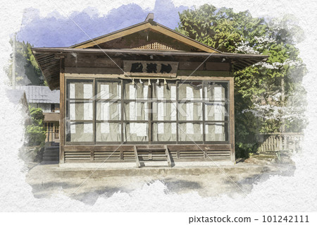 島根縣出雲市水彩畫須佐神社神樂堂 101242111