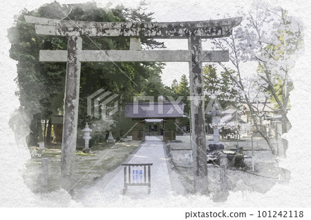 Watercolor-style Torii at Susa Shrine, Izumo City, Shimane Prefecture 101242118