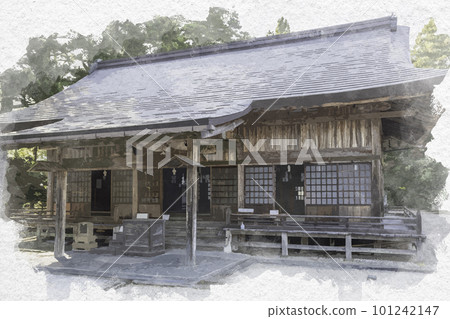Watercolor-style Susa Shrine Worship Hall, Izumo City, Shimane Prefecture 101242147