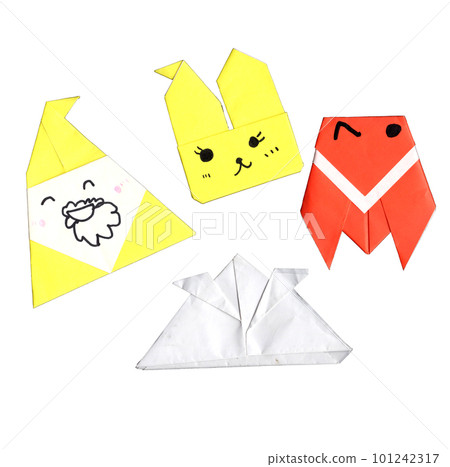 Origami drawing drawn by a child, hand-drawn illustration 101242317