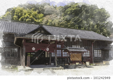 水彩風格石見銀山大森市鎮馬鈴薯大館博物館（石見銀山博物館）島根縣小田市 101242949