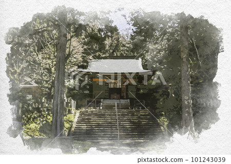 Watercolor-style Iwami Ginzan Omori townscape Ido Shrine Worship Hall Ota City, Shimane Prefecture Watercolor-style Iwami Ginzan Omori townscape Ido Shrine Worship Hall Ota City, Shimane Prefecture 101243039