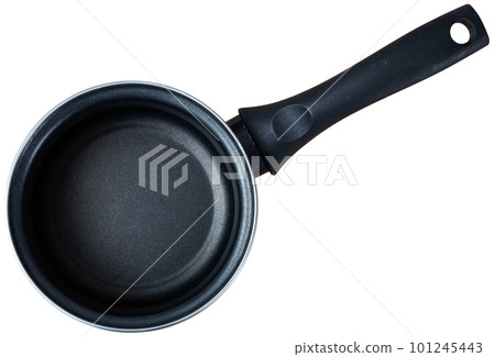 Small blue enameled saucepan with long handle 101245443