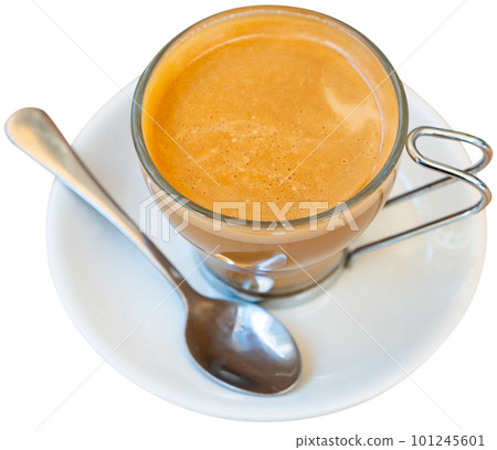 Freshly prepared cortado coffee in cup 101245601