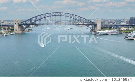 Drone shot of Sydney's Harbor Bridge 101246984
