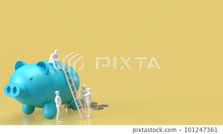 The blue piggy bank and business figure for... - Stock Illustration ...