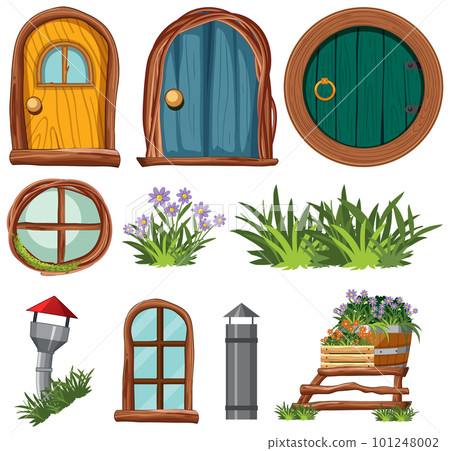 Set of fairy tales house elements Set of fairy tales house elements 101248002