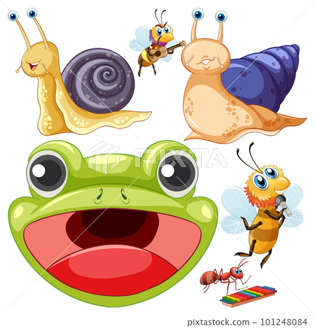 A frog with various insects set 101248084