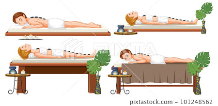 Collection of women enjoying spa treatments Collection of women enjoying spa treatments 101248562