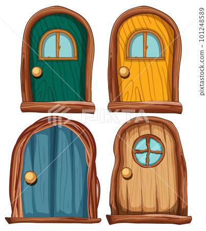 Set of wooden door for fairy tale house decor Set of wooden door for fairy tale house decor 101248589