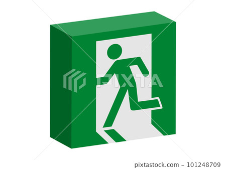 Emergency exit sign 3D style three-dimensional emergency exit sign vector illustration icon material 101248709