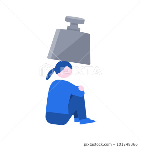 沮喪的婦女和重量 沮喪的婦女和重量 101249366