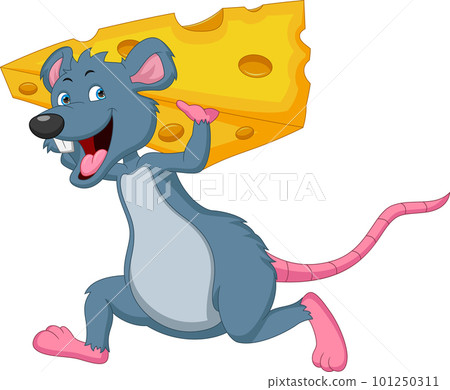 cute mouse running carrying cheese cute mouse running carrying cheese 101250311