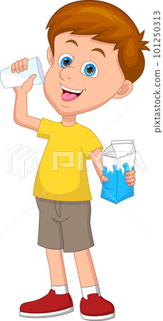 little boy drinking milk 101250313