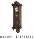 Vintage wooden clock isolated on white background. 3D illustration 101251241