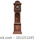 Vintage wooden clock isolated on white background. 3D illustration 101251245