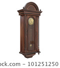 Vintage wooden clock isolated on white background. 3D illustration 101251250