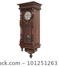 Vintage wooden clock isolated on white background. 3D illustration 101251263