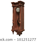 Vintage wooden clock isolated on white background. 3D illustration 101251277