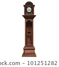 Vintage wooden clock isolated on white background. 3D illustration 101251282