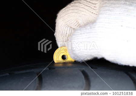 Measure tire tread with a coin 101251838