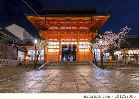 八坂神社南樓門櫻花盛開,夜晚燈火通明 八坂神社南樓門櫻花盛開,夜晚燈火通明 101252306