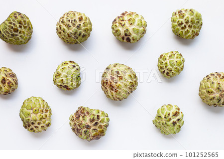 Custard apple on white background. Custard apple on white background. 101252565