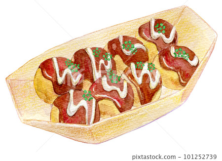 熱章魚燒水彩插圖 熱章魚燒水彩插圖 101252739