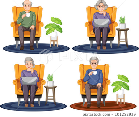 Senior People Using Laptop Set Senior People Using Laptop Set 101252939