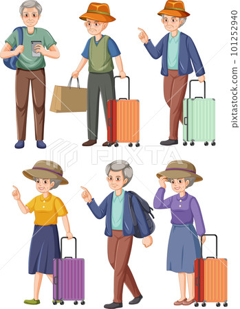 Elderly People Carrying Shopping Set Elderly People Carrying Shopping Set 101252940