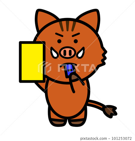 Illustration of a wild boar issuing a yellow card 101253072