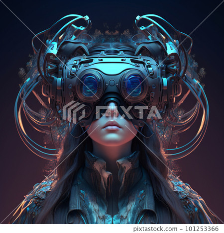 Futuristic cyborg woman. AI Generative 101253366