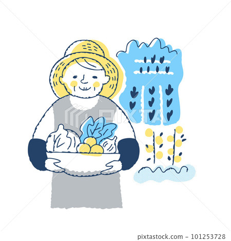 拿著收穫的蔬菜的資深婦女 101253728