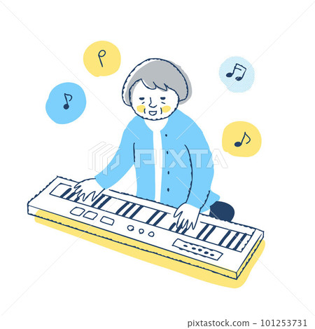 彈電子鋼琴的資深婦女 101253731