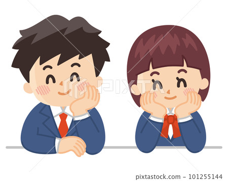 Junior high and high school students resting on their chin Relax Junior high and high school students resting on their chin Relax 101255144