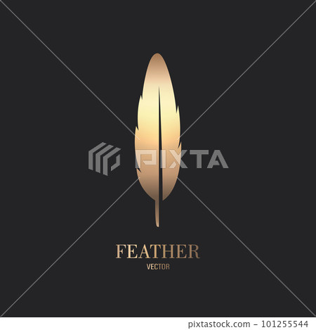 Vector Fluffy Golden Color Feather Logo Icon, Silhouette Feather Closeup Isolated. Design Template of Flamingo, Angel, Bird Feather. Lightness, Freedom Concept Vector Fluffy Golden Color Feather Logo Icon, Silhouette Feather Closeup Isolated. Design Template of Flamingo, Angel, Bird Feather. Lightness, Freedom Concept 101255544