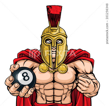 Spartan Trojan Pool Ball Billiards Mascot Cartoon 101256348