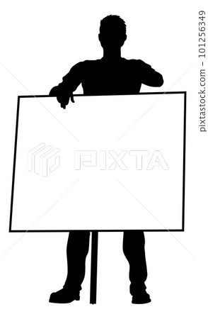 Protest Rally March Picket Sign Silhouette Person 101256349