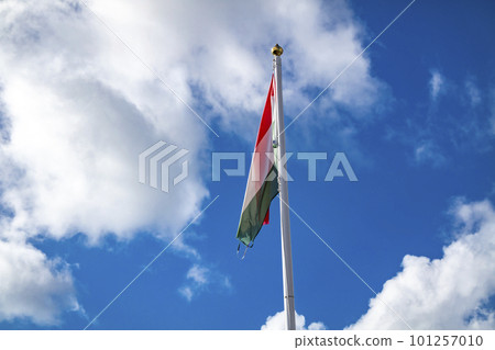 Flag of Hungary waving in the wind 101257010