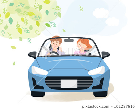 男女駕駛跑車矢量圖素材 101257616