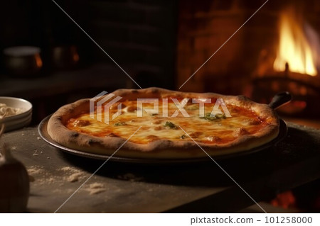 Hot fire cheese pizza. Slice food. Generate Ai 101258000