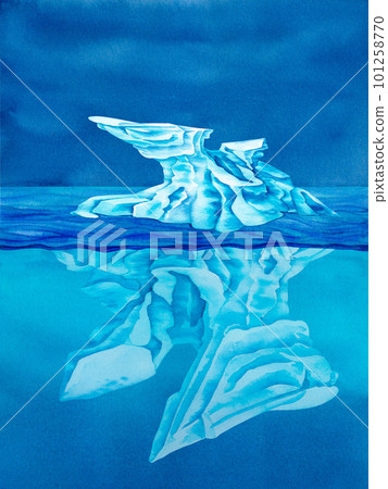 Watercolor hand drawn abstract seascape illustration with sky, clouds, sea and underwater. Hand painted clipart for design projects Watercolor hand drawn abstract seascape illustration with sky, clouds, sea and underwater. Hand painted clipart for design projects 101258770