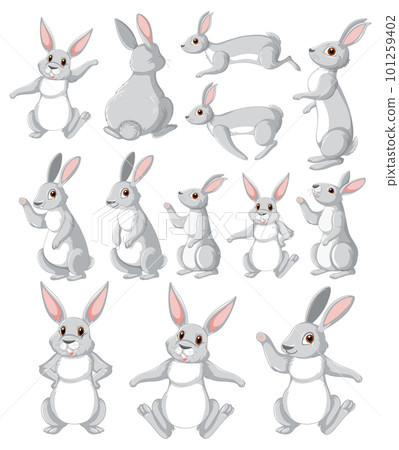 Cute rabbit cartoon character collection 101259402