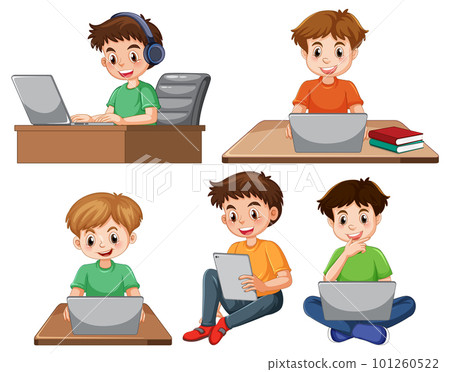 Set of children using laptop 101260522