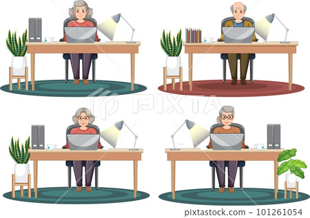 Senior People Using Laptop Set 101261054
